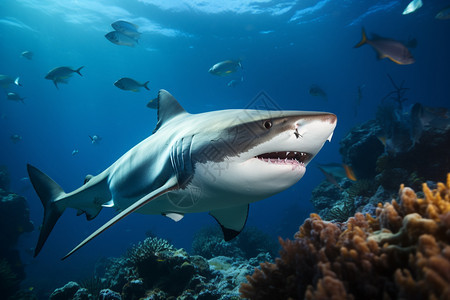 危险的海底鲨鱼背景图片