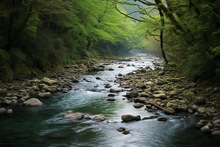 清澈的山涧河流图片