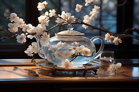 古典茶具的特写图片
