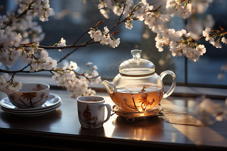 精致茶壶中的茶水背景图片
