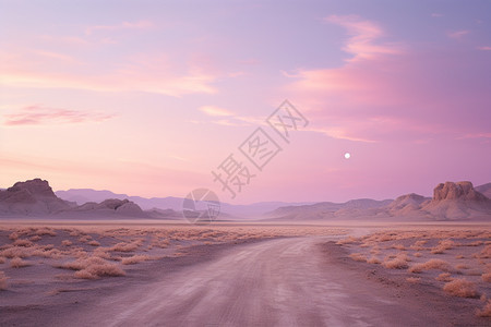 无人的粉色沙漠图片