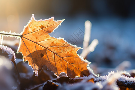 满地的霜花和落叶图片