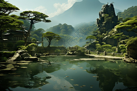 中式壮丽山水图片