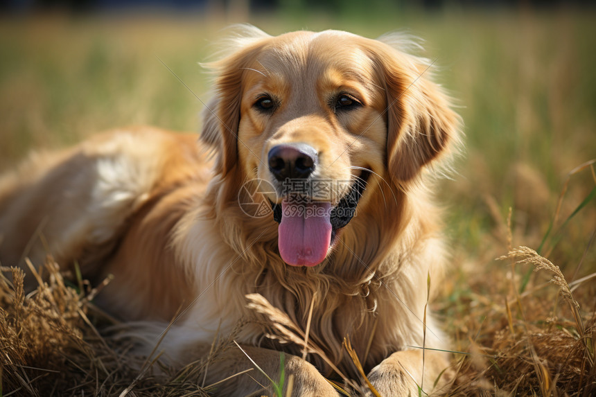 与人友好的金毛犬图片