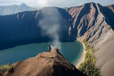 一个充满水的火山口图片