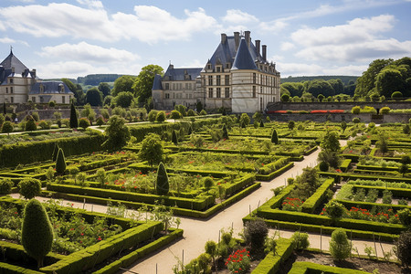 有花园的欧式城堡背景图片