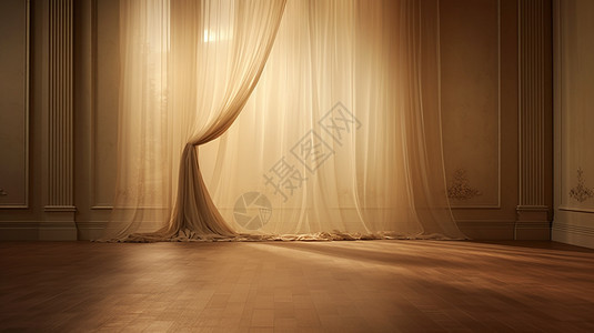 木地板薄纱窗帘图片