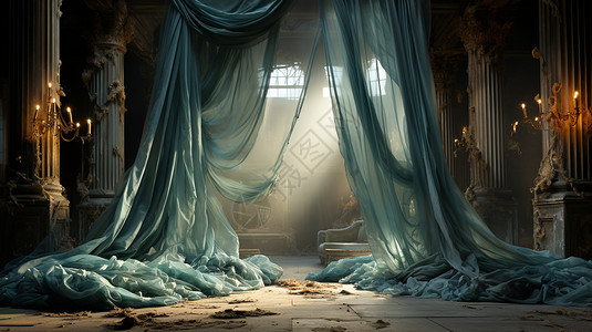 城堡里的窗帘图片