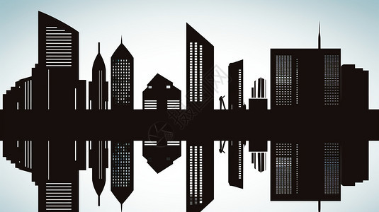 城市建筑剪影背景图片