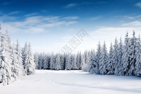 积雪的云杉林图片