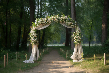 户外婚礼的拱门背景图片