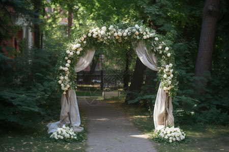 公园里的婚礼拱门图片