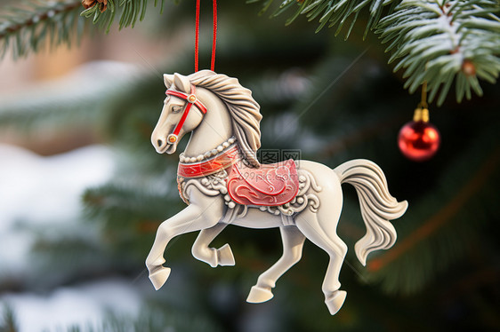 圣诞树上的小马挂件图片