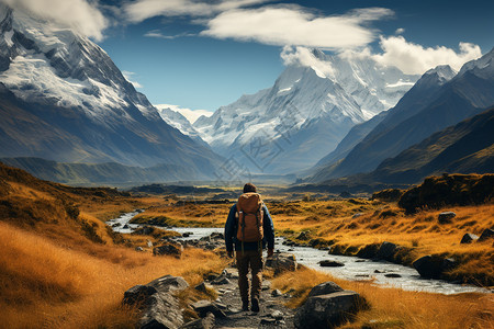 背包爬山户外徒步旅行背景