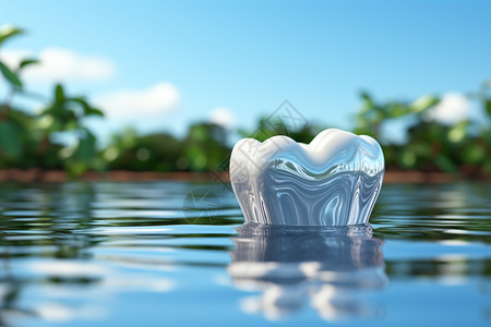 湖面的牙齿模型图片