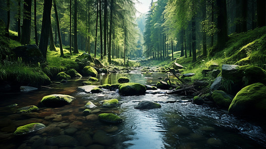 森林里清澈的河流图片