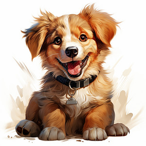 吐舌头的小狗插画图片