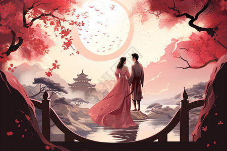 传统中式情人节背景图片
