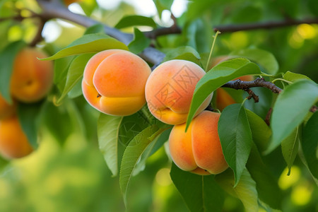 很多水果杏树上有很多成熟的杏子背景
