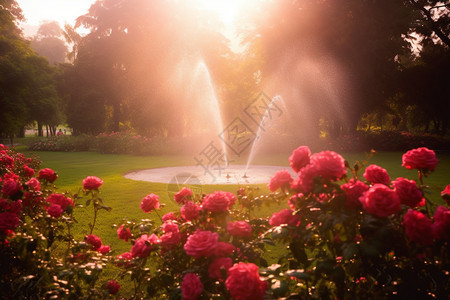 浪漫玫瑰花园背景图片