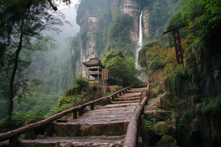 风景名胜徒步旅行栈道图片