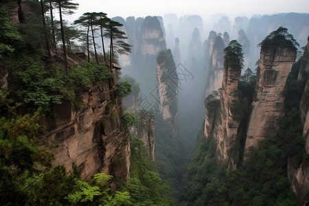 高耸的群峰悬崖景观高清图片