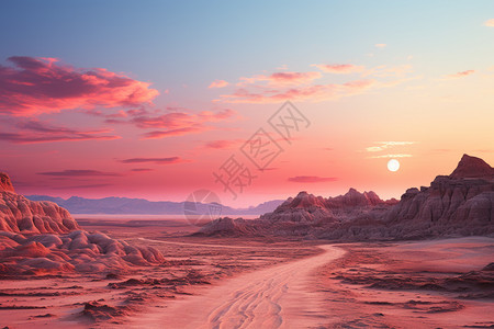 粉红色的沙漠景观图片
