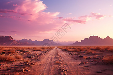 日落时沙漠的美丽景观图片
