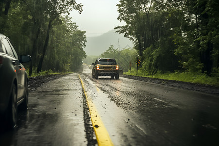 雨季的公路图片