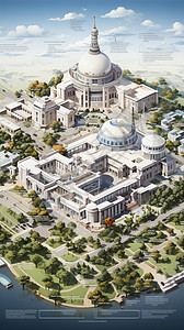 大学校园建筑群插图背景图片