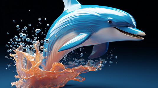 海洋动物的卡通小海豚模型图片