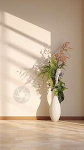 阳光明媚客厅中的绿植背景图片