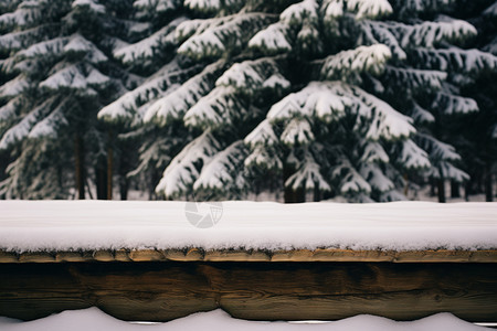 冬季户外木桌背景图片