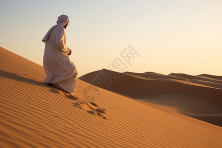 沙漠中的沙特阿拉伯男人高清图片