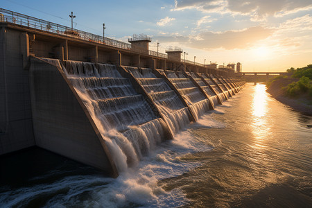 现代水力发电站工程背景图片