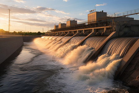 水库的水力发电站高清图片