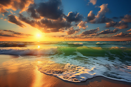 美丽的海上日落图片