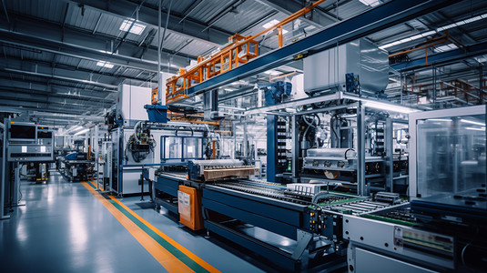 工厂25d车间的自动化生产机械背景