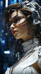 赛博朋克风格的机甲女机器人图片
