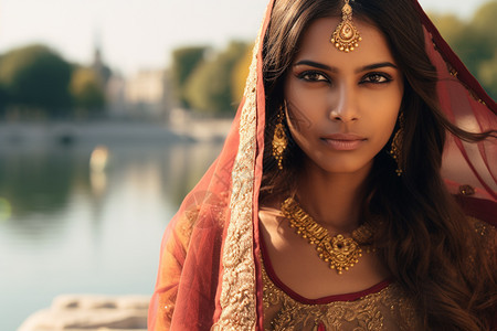 戴面纱的印度女子图片
