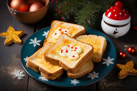 庆祝圣诞节的烤面包图片