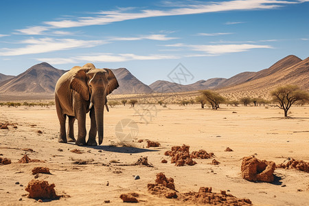沙漠地区的大象图片