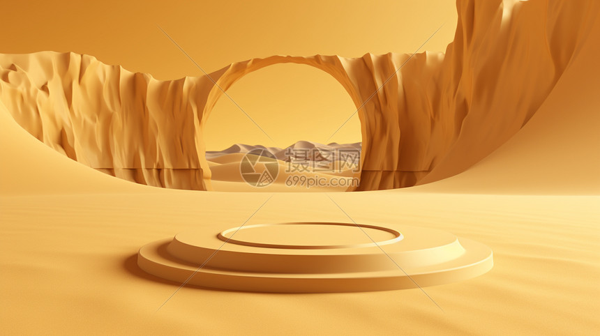 创意美感沙漠背景产品展台图片