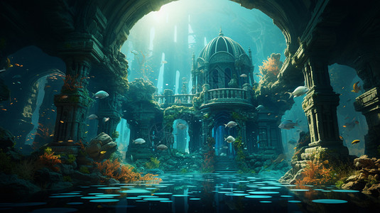 深海中的梦幻城堡建筑图片