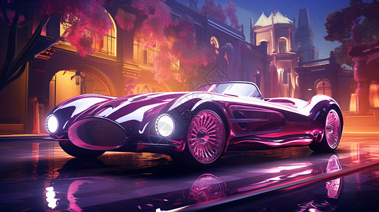 未来感紫色跑车插画图片