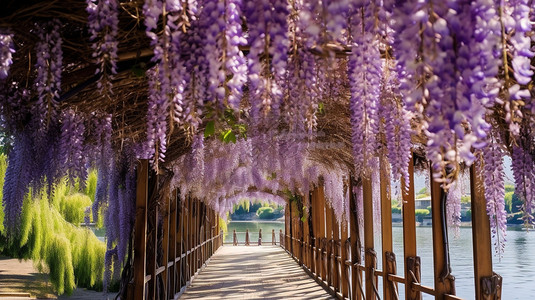 公园中美丽的紫藤花图片