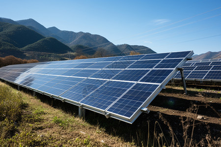 田野中的太阳能电伏板图片