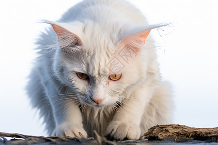 花园树杈上的猫咪图片