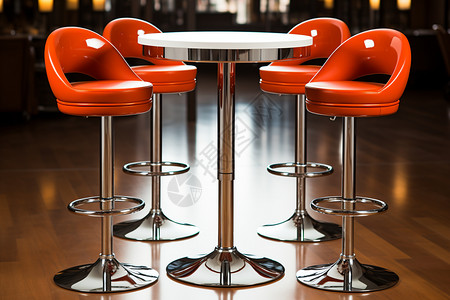 现代酒吧装修的高脚凳桌椅图片