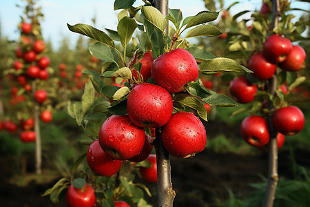 种植果园中的苹果树图片